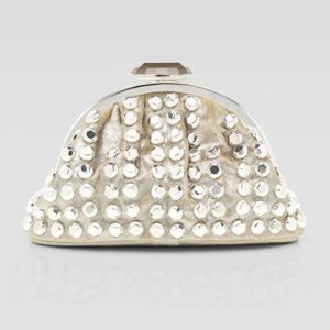Judith Leiber OVERTURE VELVET AVA STUD SILVER BAG